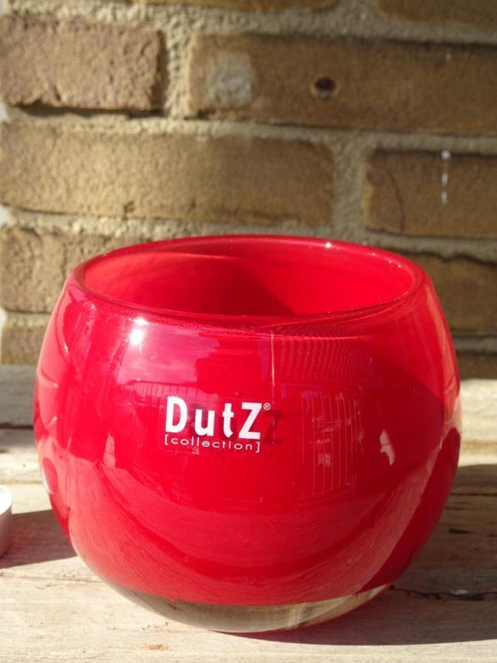 Dutz vaas/pot in diep rood, Huis en Inrichting, Woonaccessoires | Vazen, Zo goed als nieuw, Rood, Minder dan 50 cm, Glas, Ophalen of Verzenden