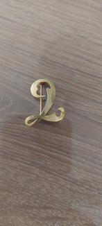 Goudenletter broche L (wd30), Gebruikt, Goud, Goud, Minder dan 4 cm