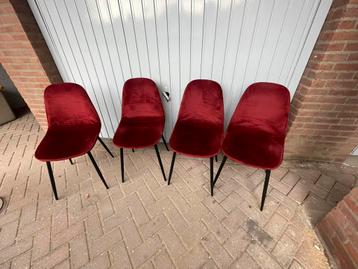 Rode eetkamer stoelen 4 stuks