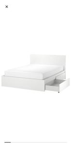 IKEA bedframe met 2 bedlades 140×200cm, Ophalen, Wit, Tweepersoons, 140 cm