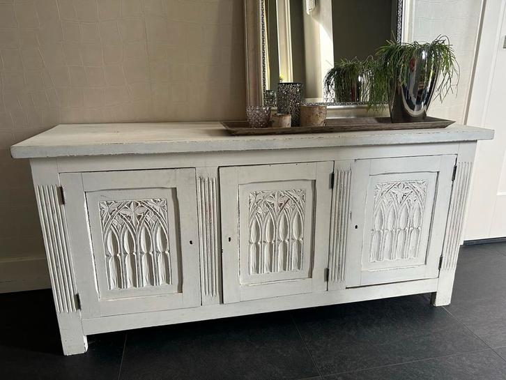 Vintage- brocante Dressoir/ kast, Huis en Inrichting, Kasten | Dressoirs, Gebruikt, 150 tot 200 cm, 25 tot 50 cm, Met deur(en)