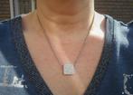 Zilveren bolletjes ketting met steentjes hanger nr.058