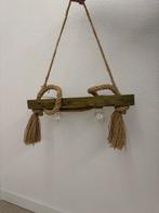 Unieke Houten Hanglamp met Touw, Ophalen of Verzenden, Gebruikt, Hout, Minder dan 50 cm