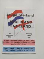 Nederland - Engeland Oranje onder de 16 jaar 24-11-1993, Verzenden, Zo goed als nieuw, Ajax