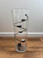 Kandelaar in glazen vaas voor 5 waxinelichtjes, Ophalen of Verzenden, Zo goed als nieuw, Metaal, 25 tot 50 cm