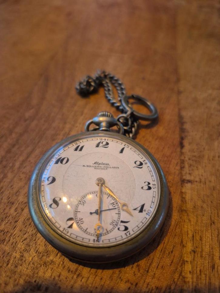 Antiek Alpina Zakhorloge 1936 - Defect, Antiek en Kunst, Antiek | Klokken, Ophalen of Verzenden