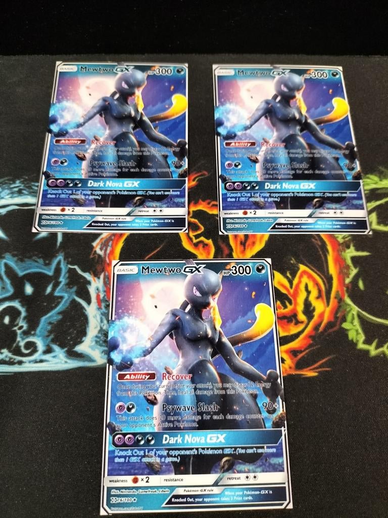 Shadow Mewtwo GX, Ophalen of Verzenden, Zo goed als nieuw, Losse kaart, Foil
