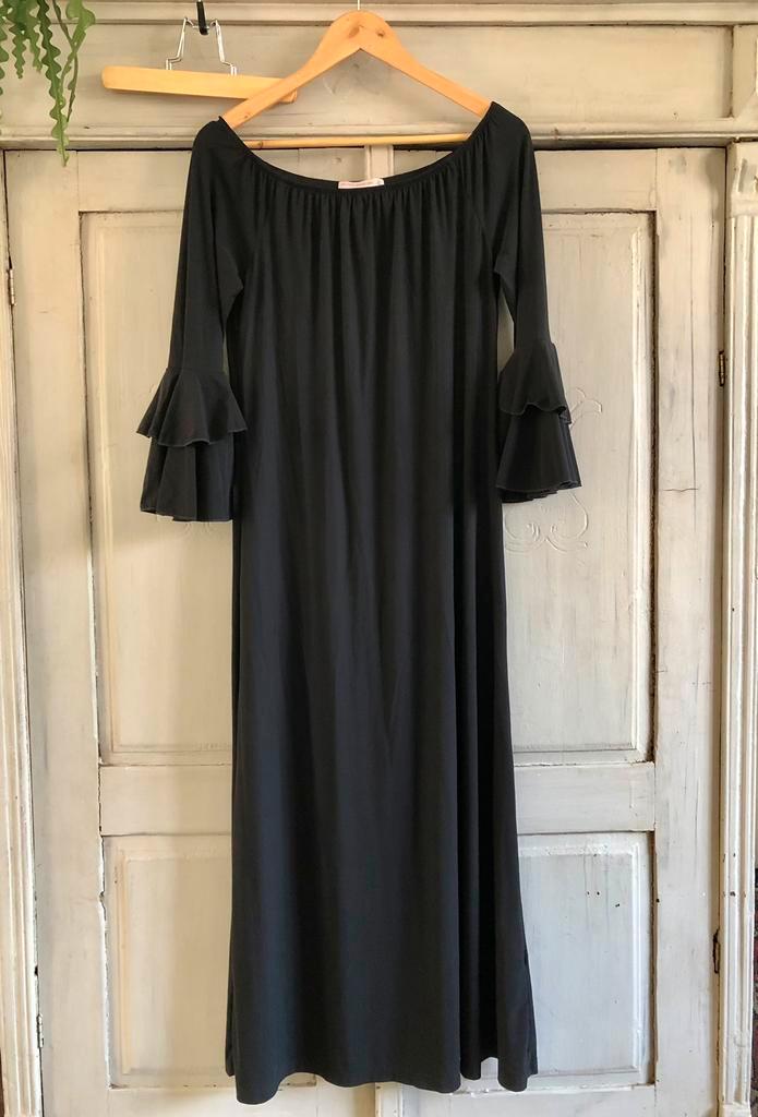 Prachtige zwarte zomerse Studio Anneloes Mt XL, Kleding | Dames, Jurken, Zo goed als nieuw, Maat 46/48 (XL) of groter, Zwart, Onder de knie