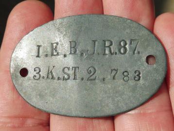 WO1 Erkennungsmarke  Infanterie-regiment 87 Model 1878 beschikbaar voor biedingen