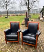 Art Deco Leren Fauteuil Giorgetti, Huis en Inrichting, Fauteuils, Ophalen of Verzenden, Gebruikt, Leer, 75 tot 100 cm