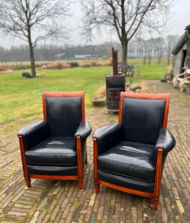 Art Deco Leren Fauteuil Frits Schuitema, Huis en Inrichting, Fauteuils, Gebruikt, Leer, 75 tot 100 cm, Ophalen of Verzenden