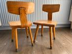 Vintage Kleuter Schoolstoeltjes - Set van 2, Huis en Inrichting, Stoelen, Ophalen, Gebruikt, Twee, Bruin