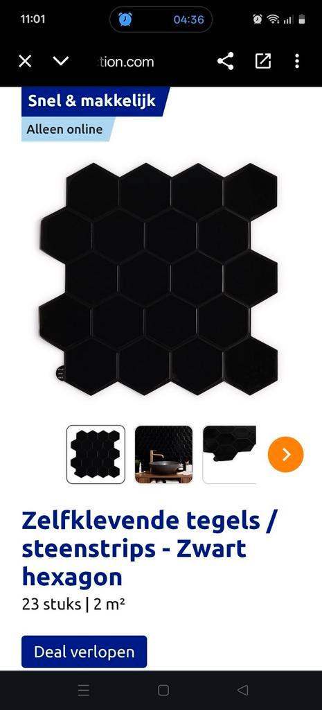 Zelfklevende tegels / steenstrips - Zwart hexagon

Action., Doe-het-zelf en Verbouw, Tegels, Zo goed als nieuw, Wandtegels, Keramiek