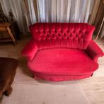 Vintage Rode Fluweel Loveseat, Ophalen, Gebruikt, Tweepersoons, 75 tot 100 cm