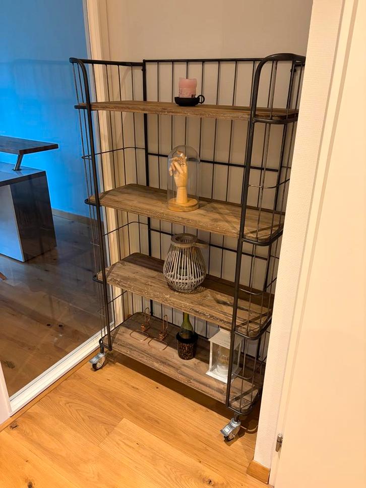 Vtwonen trolley met houten planken, Huis en Inrichting, Kasten | Stellingkasten, Gebruikt, Ophalen