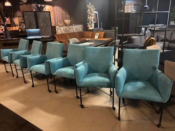 Set van 6 eetkamerstoelen blauw beschikbaar voor biedingen