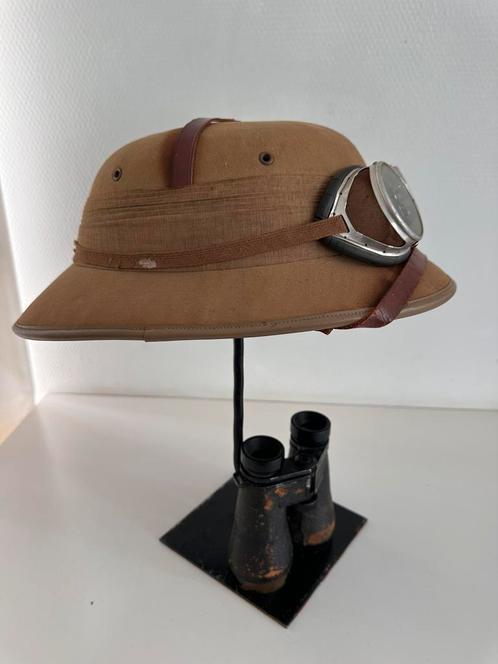 Tropenhelm met stofbril prive Collectie Matadi 1940 Congo, Antiek en Kunst, Kunst | Niet-Westerse kunst, Ophalen of Verzenden