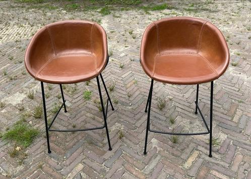 Zuiver Feston barkruk, Huis en Inrichting, Barkrukken, Gebruikt, 60 tot 90 cm, Leer, Metaal, 2 krukken, Met voetsteun, Ophalen
