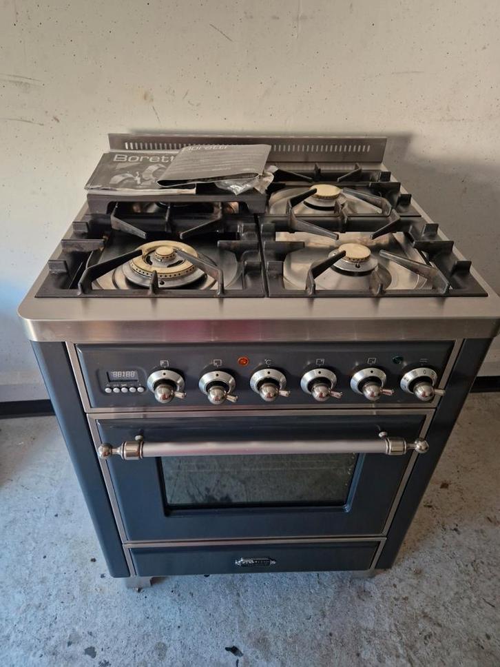 Boretti gasfornuis majestic, Witgoed en Apparatuur, Fornuizen, Zo goed als nieuw, Vrijstaand, Gas, 5 kookzones of meer, 90 tot 95 cm