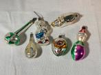 6 stuks zeer oude glazen kerstfiguren jaren 50, Diversen, Kerst, Ophalen of Verzenden, Gebruikt