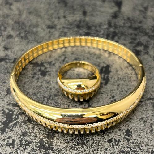 18 karaat armband met ring nieuw, Sieraden, Tassen en Uiterlijk, Armbanden, Nieuw, Goud, Ophalen of Verzenden