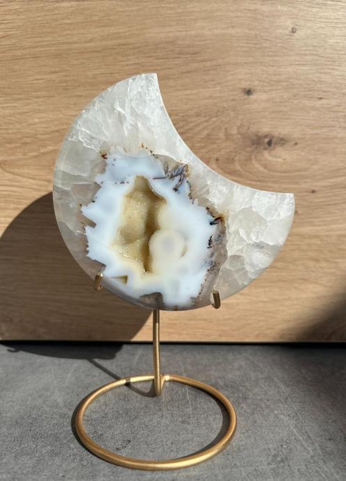 Agaat maan op standaard #5, Verzamelen, Mineralen en Fossielen, Mineraal, Ophalen of Verzenden