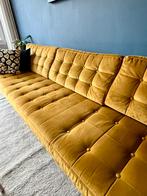 Okergele 3-zits bank Loods 5 - Gecapitonneerd, Ophalen, Gebruikt, 75 tot 100 cm, Rechte bank