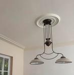 Vintage Hanglamp met Twee Lampen, Huis en Inrichting, Lampen | Plafondlampen, Ophalen of Verzenden, Gebruikt, Metaal