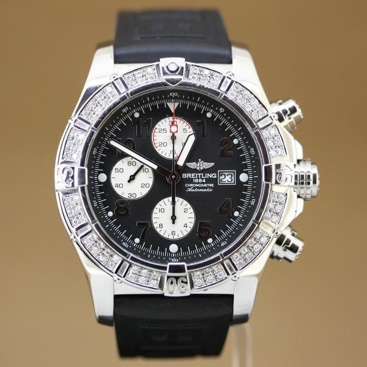 Breitling Super Avenger A13370 Diamant, Sieraden, Tassen en Uiterlijk, Horloges | Heren, Gebruikt, Polshorloge, Breitling, Staal