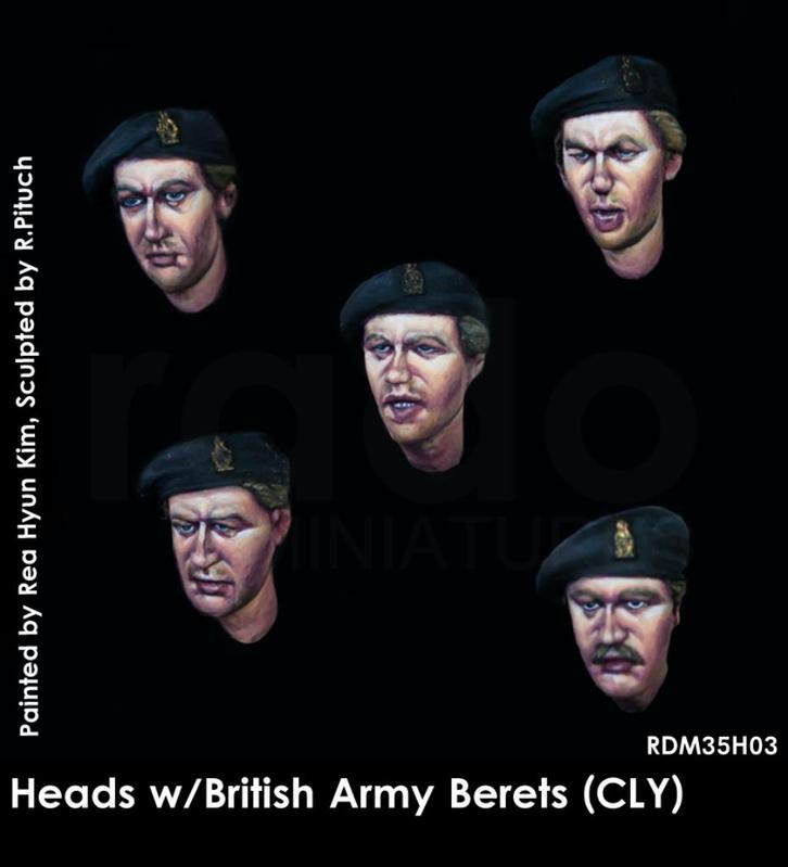 H-318,RADO 1-35,NO,RDM35H03,5x Heads w/British Army Berets, Hobby en Vrije tijd, Modelbouw | Figuren en Diorama's, Nieuw, Ophalen of Verzenden