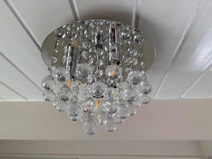 Prachtige plafondlamp met nep kristallen, Huis en Inrichting, Lampen | Kroonluchters, Zo goed als nieuw, Kunststof, Ophalen of Verzenden