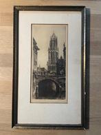 Gesigneerde grafiek Stadhuisbrug Utrecht door Jan Sirks, Antiek en Kunst, Ophalen of Verzenden