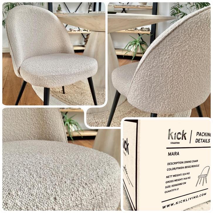 6 Mara beige - TopModel eetkamerstoelen- fotoshoot, Huis en Inrichting, Stoelen, Zo goed als nieuw, Vijf, Zes of meer stoelen