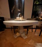 Rofra ronde Eikenhouten Tafel - Beige/ grijs- 1.40m, Huis en Inrichting, Tafels | Eettafels, Ophalen, Gebruikt, 100 tot 150 cm