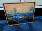 Schilderij Bos en Rivier, Antiek en Kunst, Kunst | Schilderijen | Klassiek, Ophalen of Verzenden