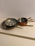 Antieke koperen escargot pannen en kookpannetjes, Antiek en Kunst, Antiek | Koper en Brons, Ophalen of Verzenden