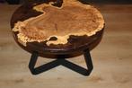 Unieke Epoxy Tafel  70 cm, 50 tot 75 cm, Nieuw, Eikenhout, Rond