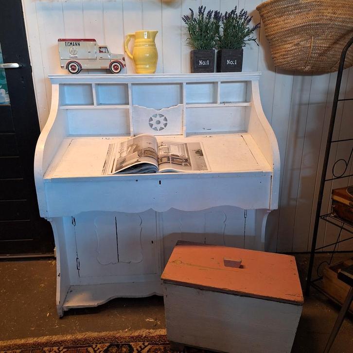 Brocante Biedermeier Lessenaar - Wit, Huis en Inrichting, Kasten | Buffetkasten, Minder dan 100 cm, 50 tot 100 cm, 25 tot 50 cm