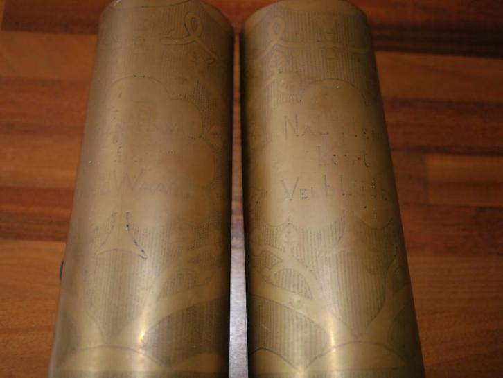 granaat hulzen, 1914, WO 1, met tekst  100 jaar oud+, Verzamelen, Militaria | Algemeen, Landmacht, Hulzen of Bodemvondsten, Nederland