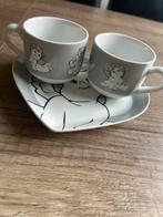 Schattig kopjes en schotel setje met engeltjes, Gebruikt, Keramiek, Ophalen of Verzenden, Overige stijlen