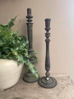 Set 2 kandelaars hout zwart grijs hoogeuys pmr, Ophalen of Verzenden, Zo goed als nieuw, Zwart, Hout