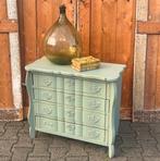 Ladekast groen 4 laden halkast 71 x 33 x 62 cm brocante, Ophalen, Gebruikt, Brocante landelijk, 50 tot 100 cm