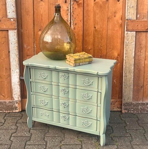 Ladekast groen 4 laden halkast 71 x 33 x 62 cm brocante, Huis en Inrichting, Kasten | Ladekasten, Gebruikt, Minder dan 100 cm