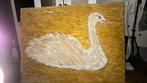 Gouden zwaan schilderij van gips, Antiek en Kunst, Ophalen of Verzenden