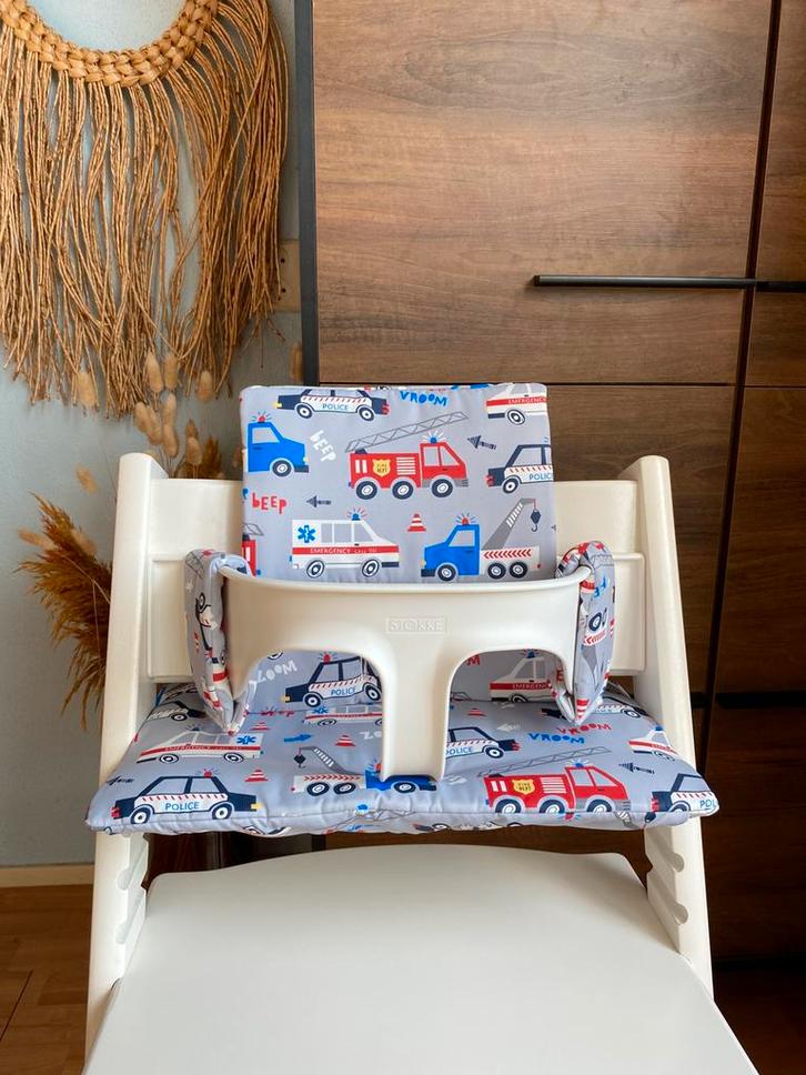 Politie- kussenset kinderstoel stokke trip trap afneembaar, Kinderen en Baby's, Kinderstoelen, Nieuw, Meegroeistoel, Stoelverkleiner