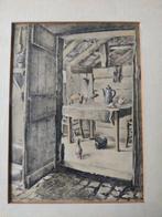 Jelle Troelstra (1891-1979) kleuren tekening interieur, Antiek en Kunst, Kunst | Tekeningen en Foto's, Ophalen of Verzenden