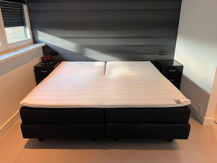 Auping original box 200/200, Huis en Inrichting, Slaapkamer | Boxsprings, Gebruikt, 200 cm, Tweepersoons, Zwart, Ophalen