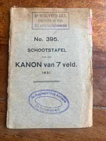 Nederlands artillerie schootstafels 7 veld kanon artillerie  beschikbaar voor biedingen