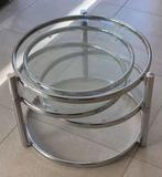 Salontafel Tripple Swivel (Glas, Staal, Chroom), Huis en Inrichting, Ophalen, 50 tot 100 cm, Glas, Rond