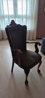 Antieke fauteuil met gestreepte bekleding, Antiek en Kunst, Ophalen of Verzenden